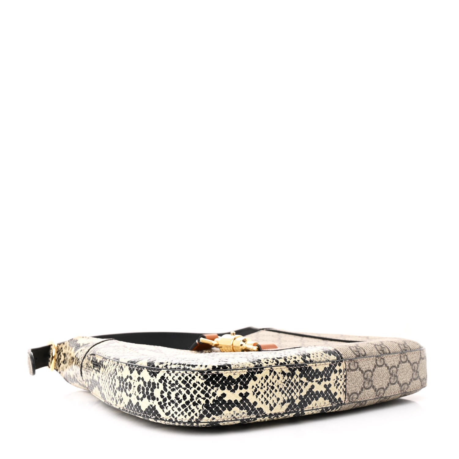 Gucci GG Supreme Monogram Snakeskin Small Jackie 1961 Hobo Beige Ebony 4 of 10