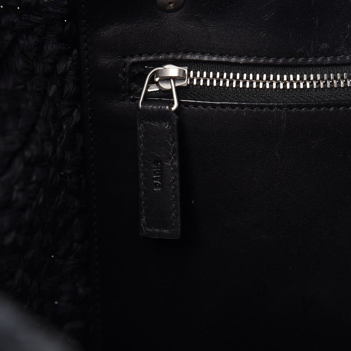 Raffia Medium Panier Bag Black