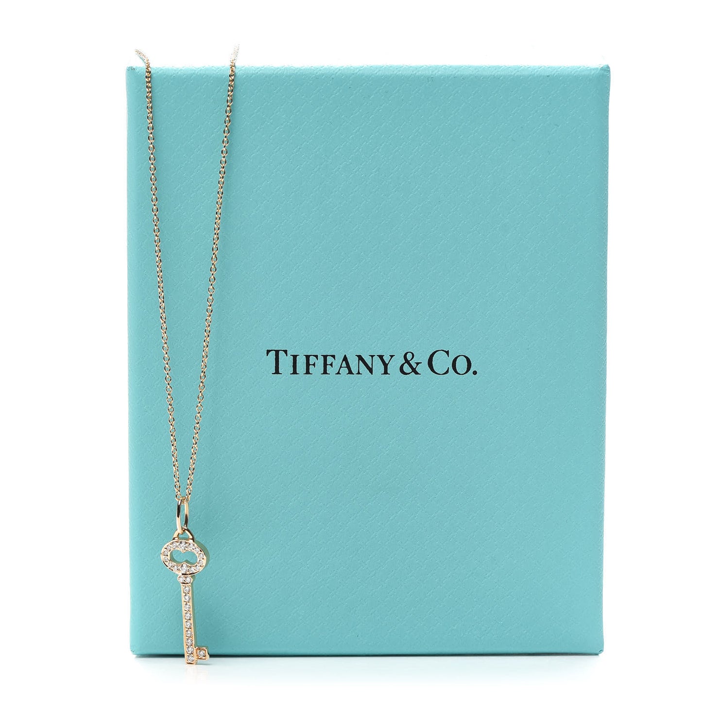 18K Rose Gold Diamond Mini Vintage Oval Key Pendant Necklace