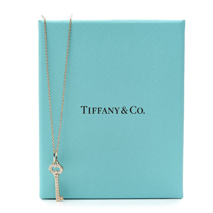 Tiffany 18K Rose Gold Diamond Mini Vintage Oval Key Pendant Necklace 6 of 6