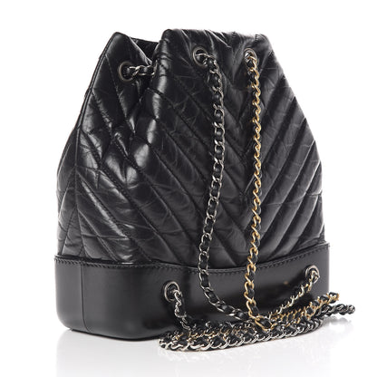 Chanel Aged Calfskin Chevron Quilted Small Gabrielle Backpack Black 3 of 9