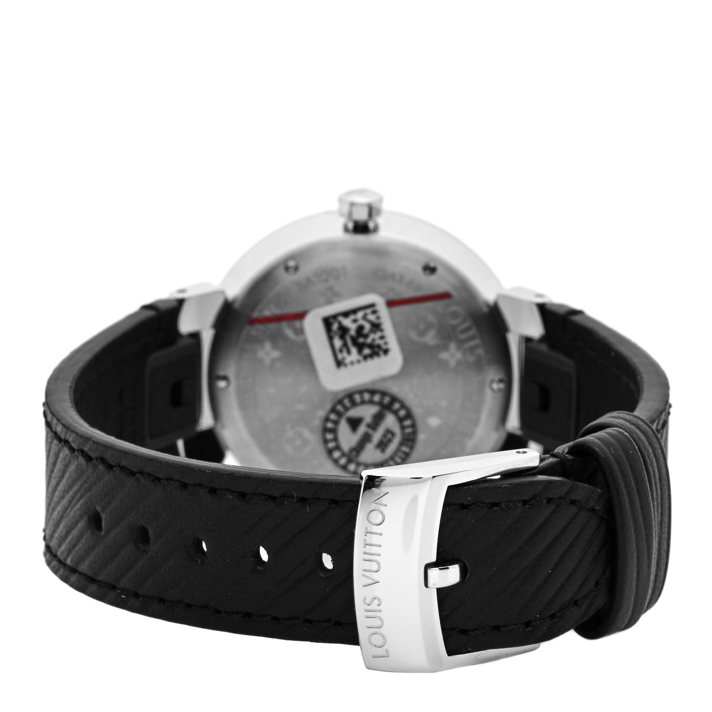 Stainless Steel Epi Diamond 33mm Tambour Slim Quartz Watch Black