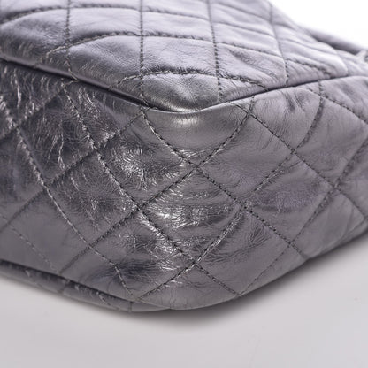 Chanel Metallic Aged Calfskin Quilted Medium Reissue Camera Case Dark Silver 10 of 10