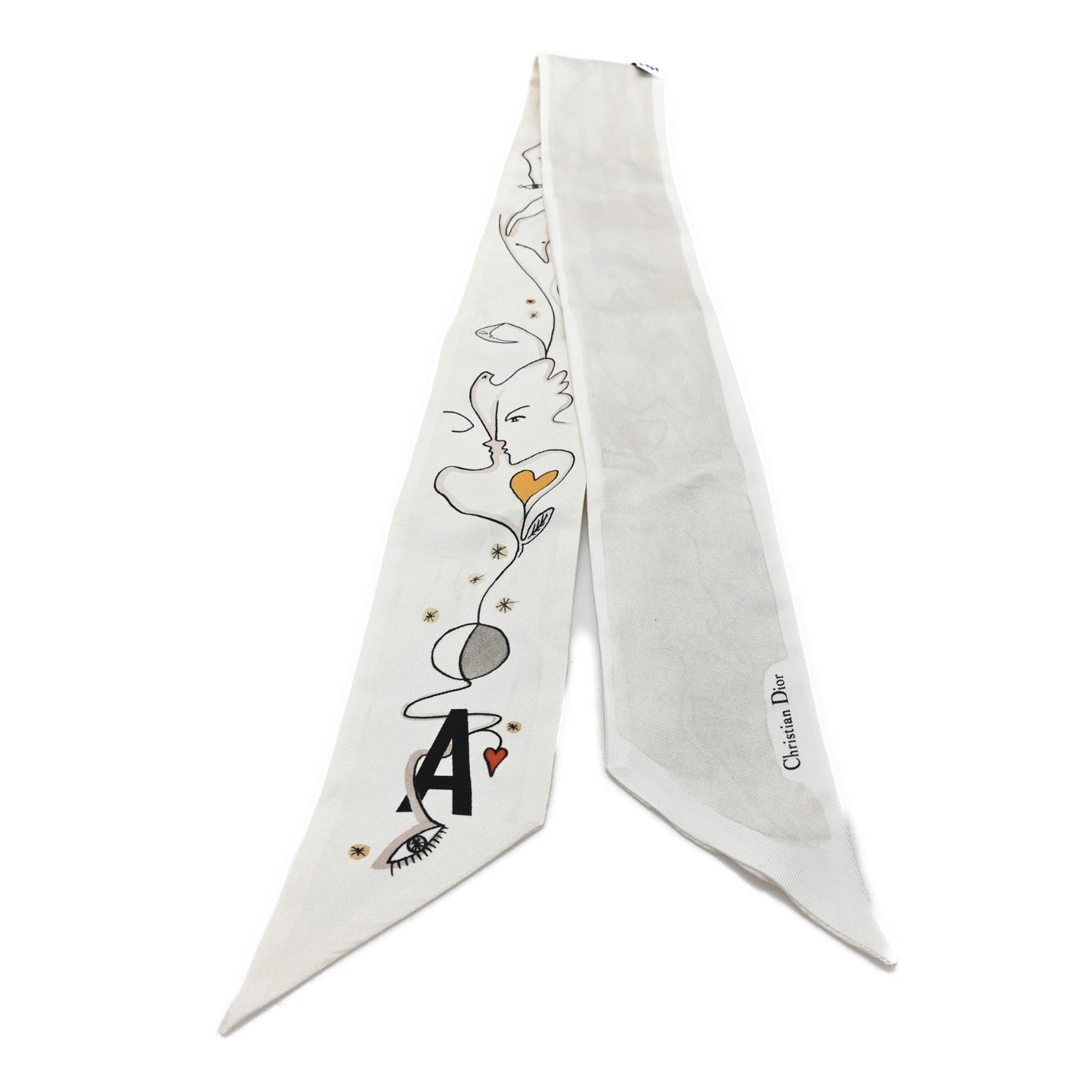Silk ABCDior Mitzah "A" Scarf Off White