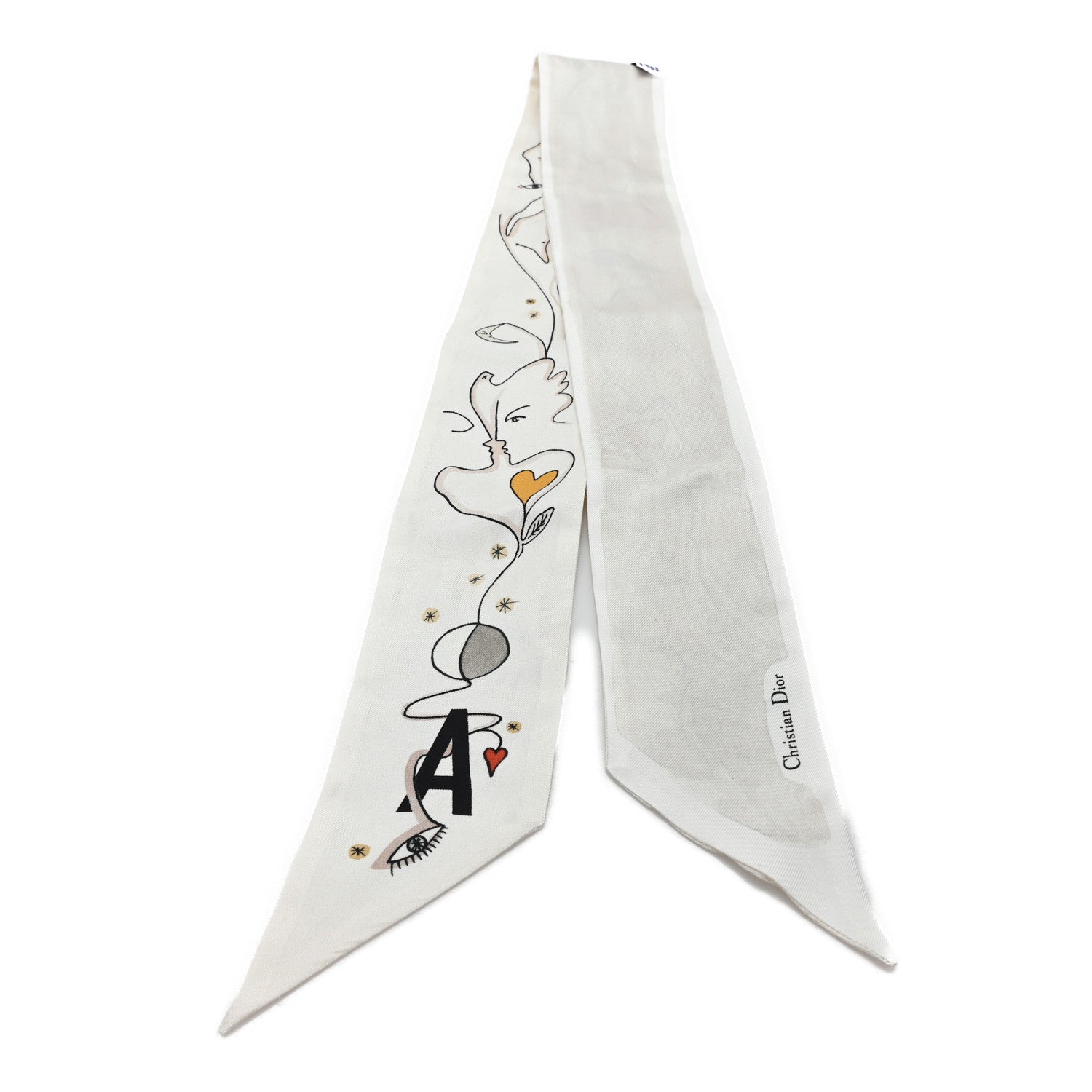 Christian Dior Silk ABCDior Mitzah "A" Scarf Off White 2 of 4