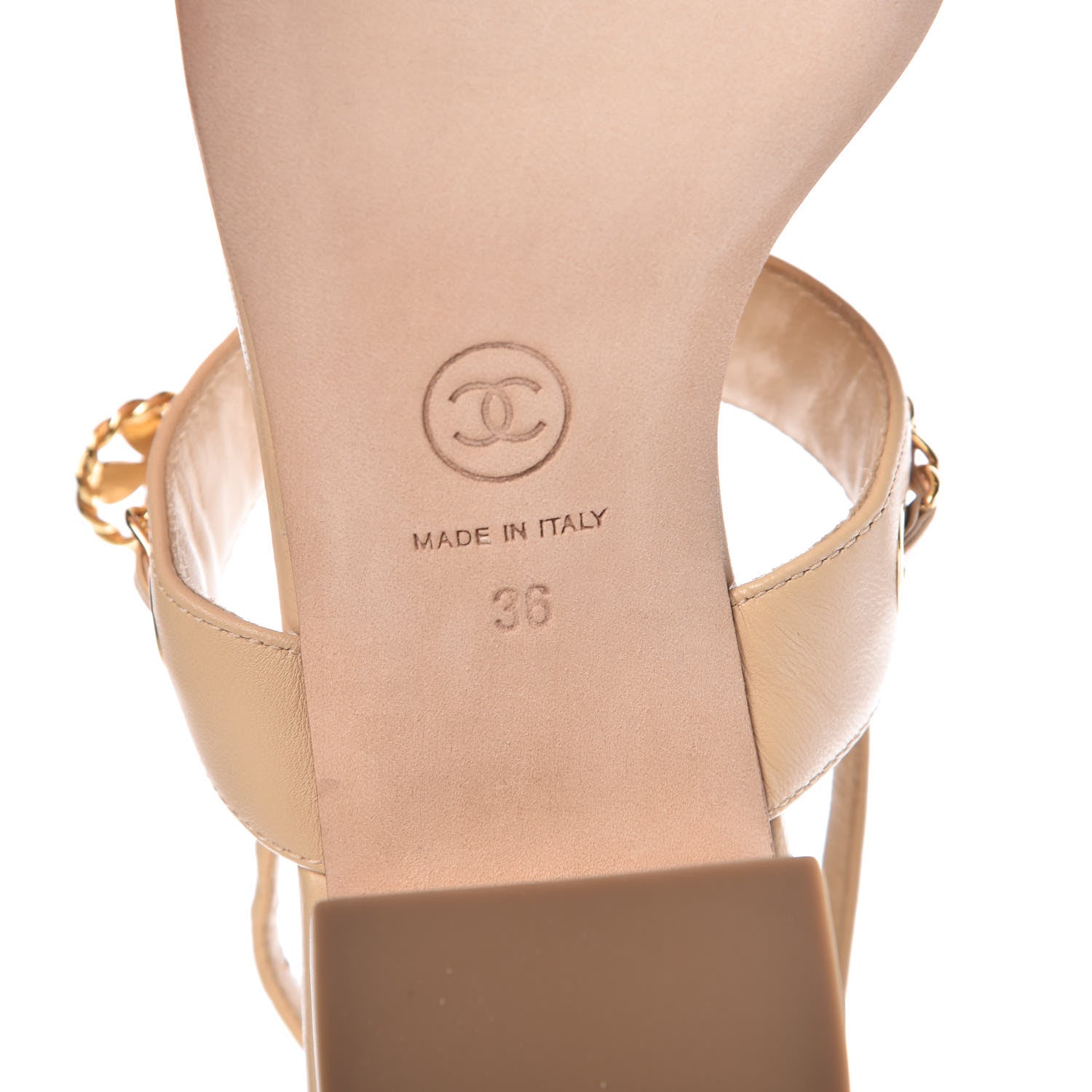 Chanel Lambskin Chain Sandals 36 Beige 6 of 9