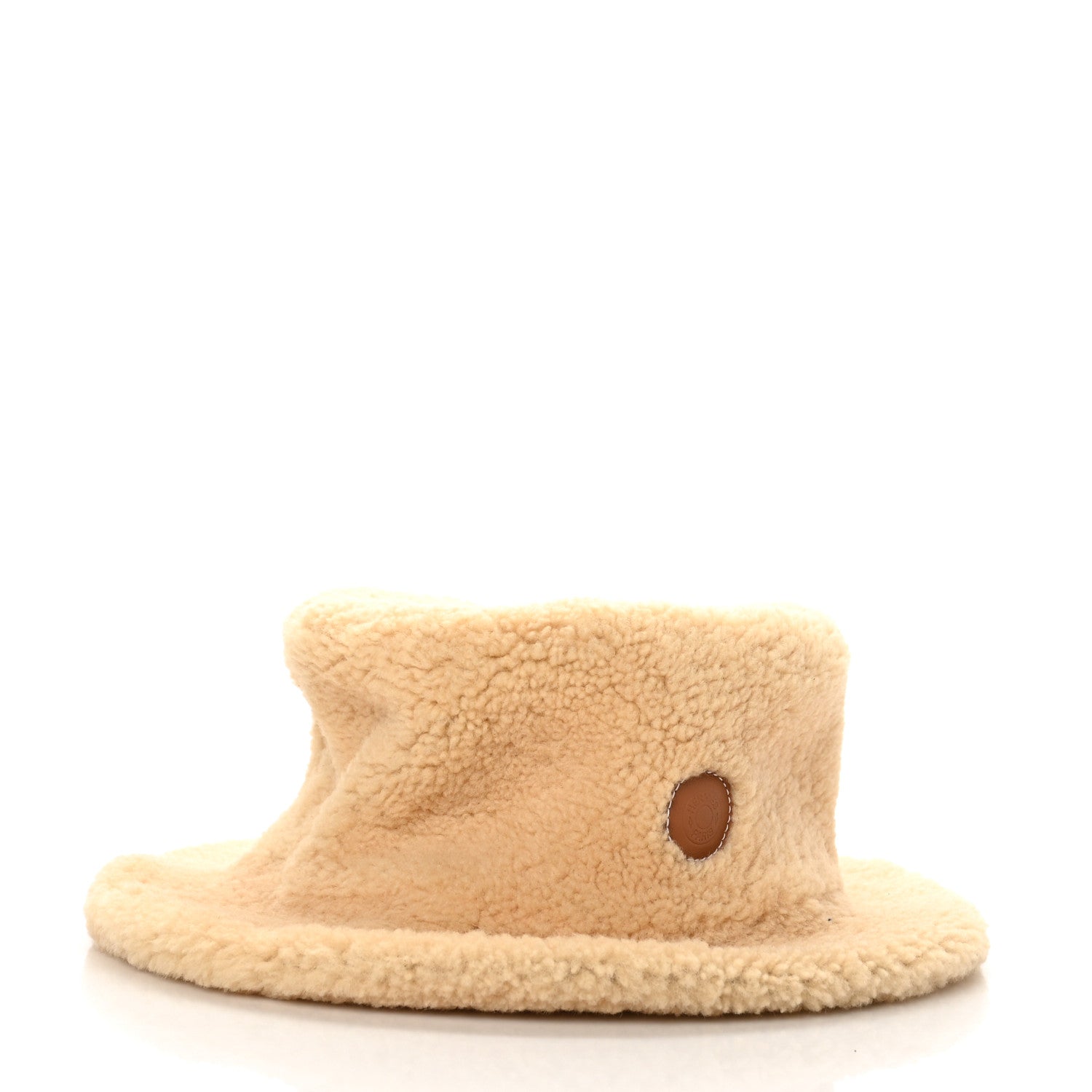 Hermes Shearling Womens Fauve Bucket Hat 55 Marron Tonka 3 of 8