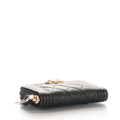 Chanel Caviar Quilted Boy Zip Around Coin Purse Wallet Black 4 of 7