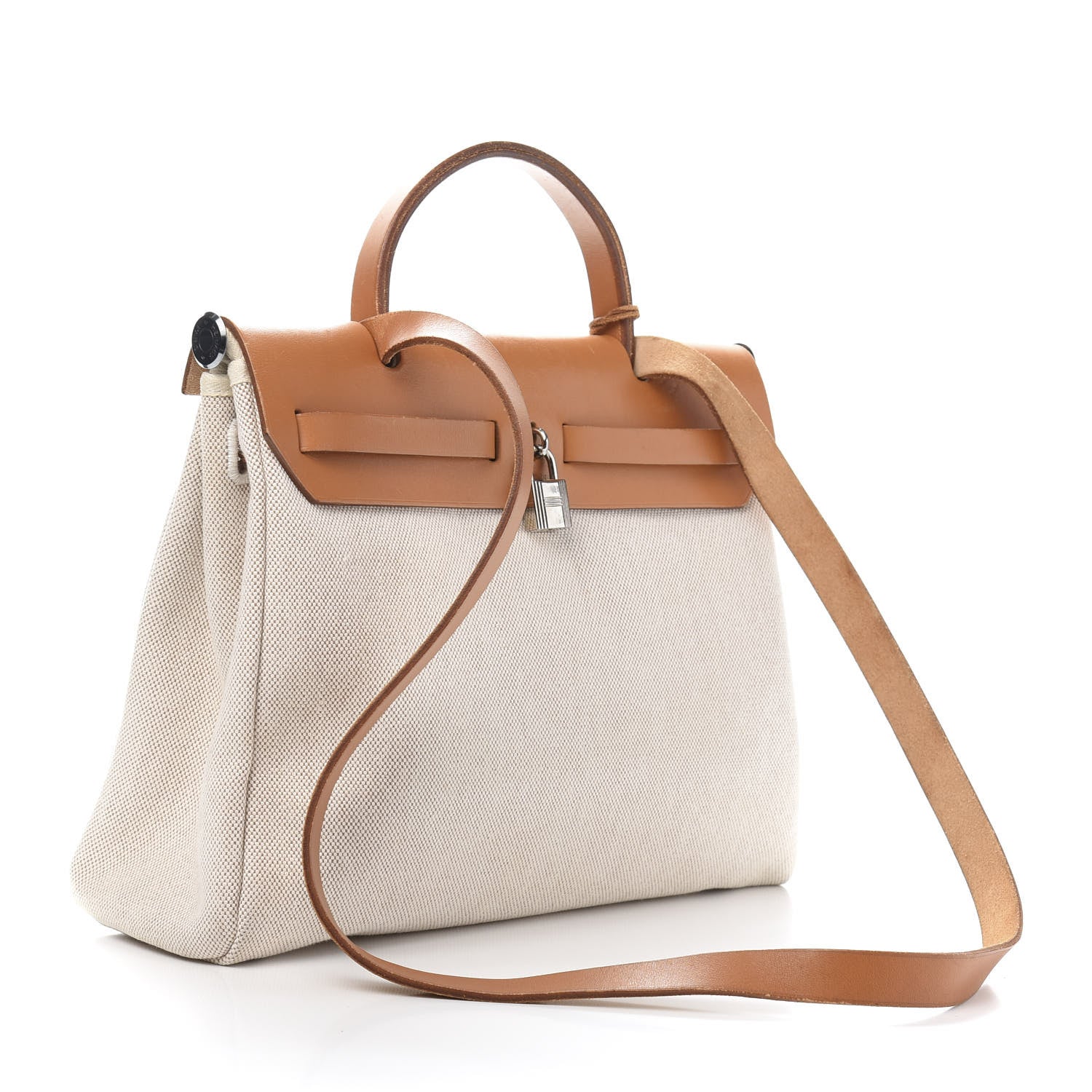 Hermes Toile Vache Calfskin Herbag 30 PM Natural 3 of 16