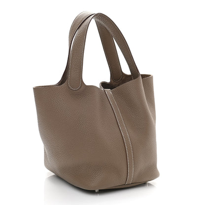 Hermes Taurillon Clemence Picotin Lock 22 MM Etoupe 2 of 10