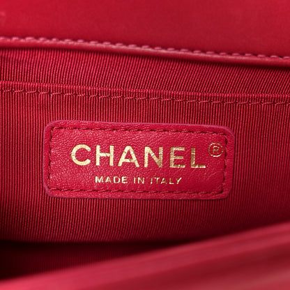 Chanel Lambskin Chevron Quilted Small Boy Flap Dark Pink 6 of 10