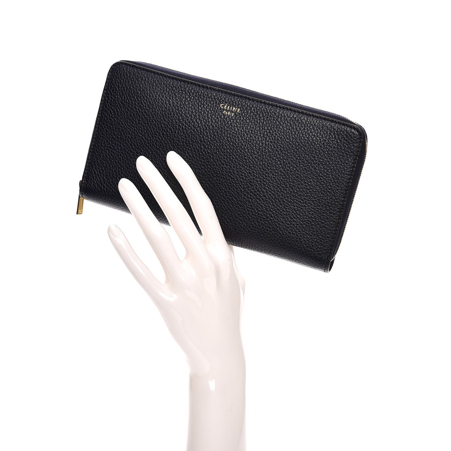 Calfskin Large Zip Around Multifunction Wallet Midnight