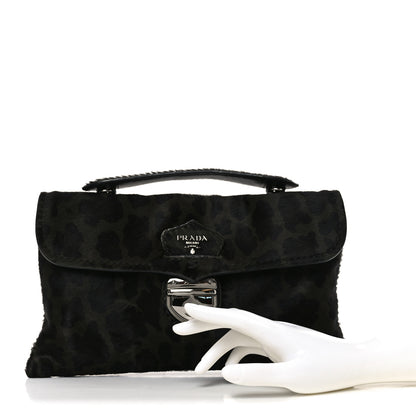 Prada Cavallino Leopard Print Pushlock Envelope Clutch Mimetico 5 of 18