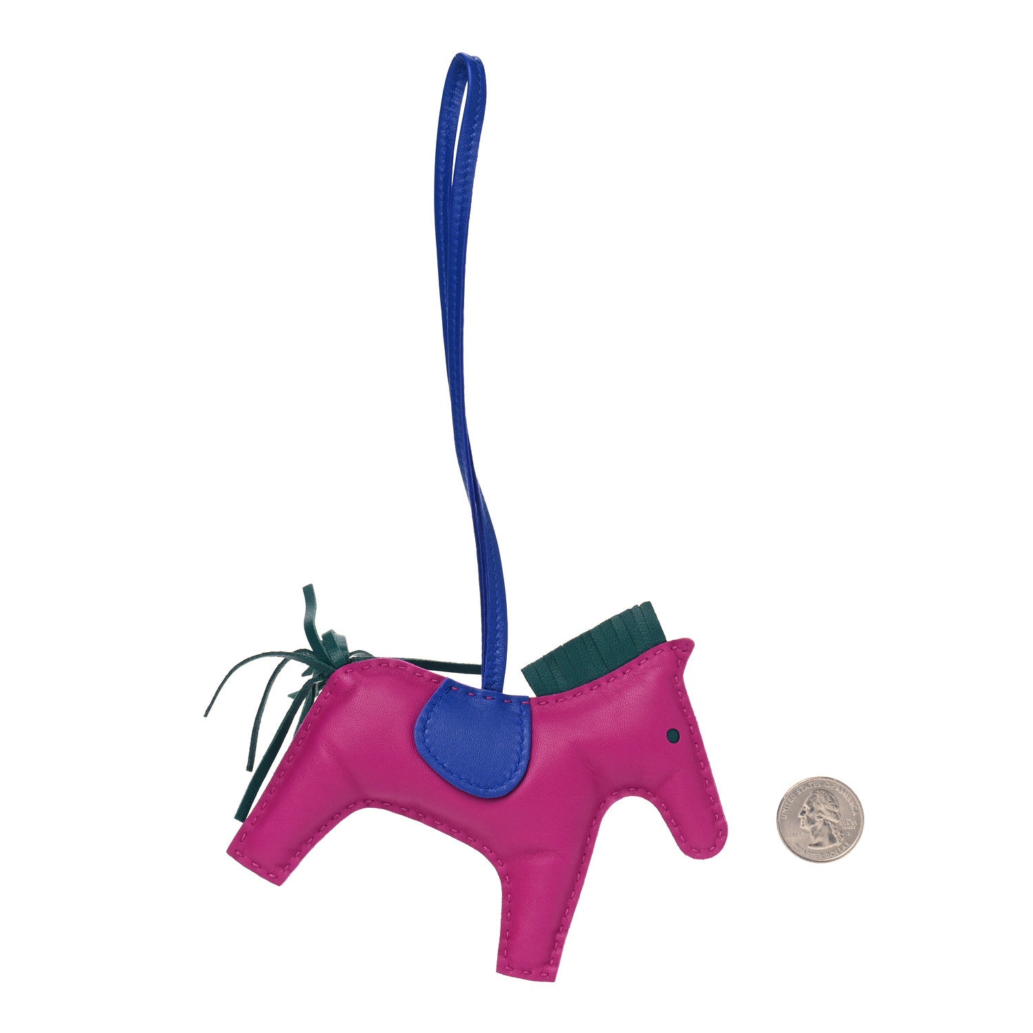 Hermes Milo Lambskin Grigri Rodeo Horse Bag Charm MM Rose Pourpre Malachite Bleu Electrique 2 of 3