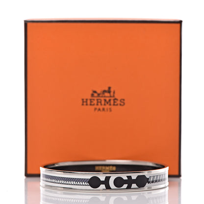 Hermes Enamel Printed Narrow Panoplie Equestre Bracelet 70 Faux Gris 6 of 6