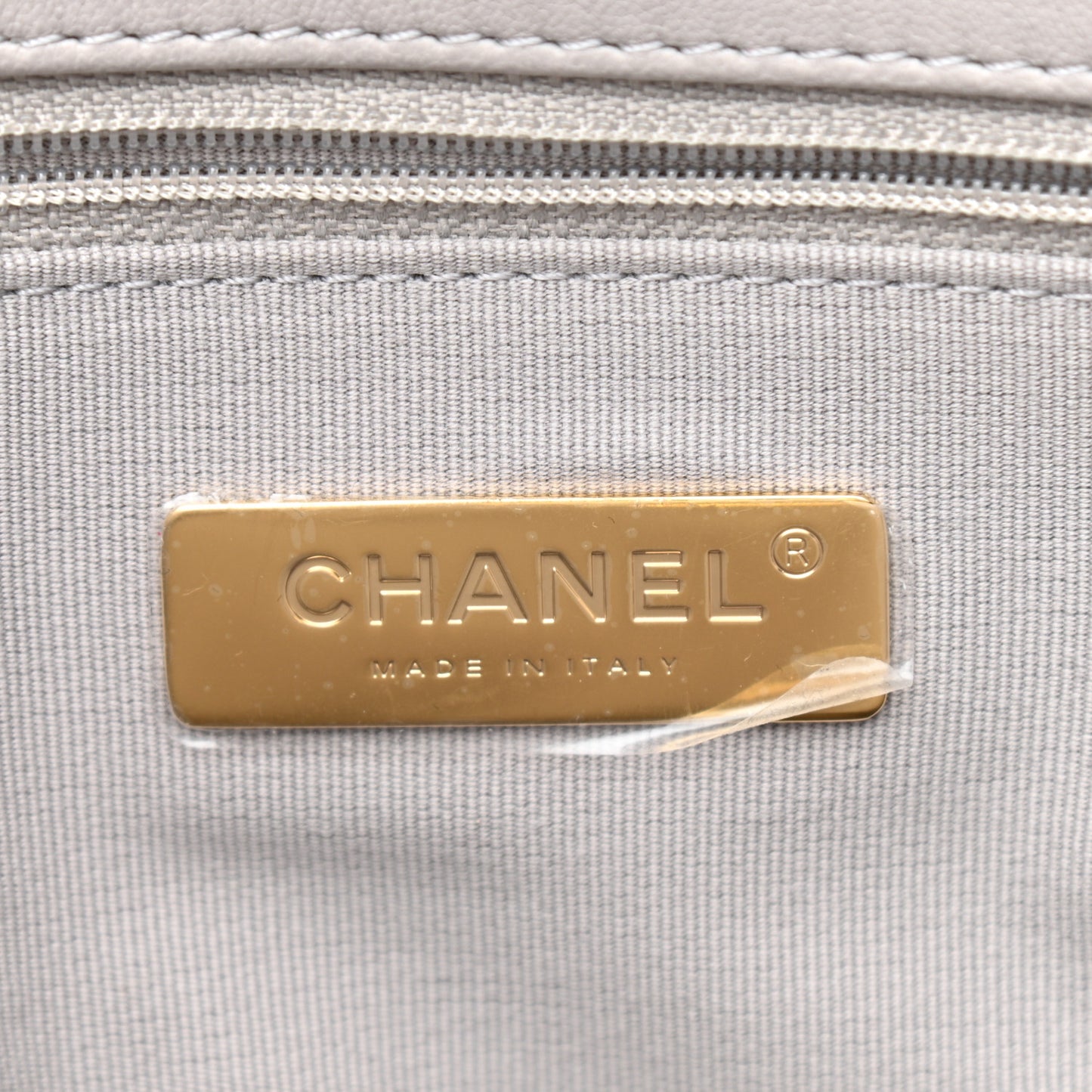 Lambskin Quilted Chanel 19 Shopping Bag Grey