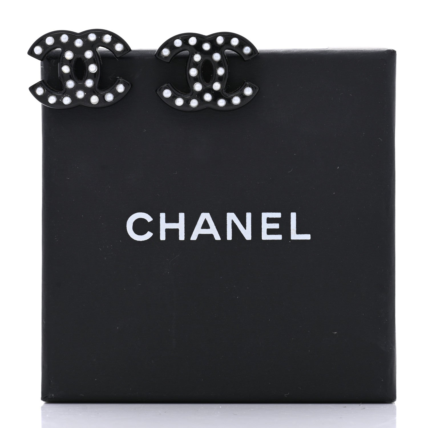 Chanel Crystal Resin CC Earrings Black 5 of 5