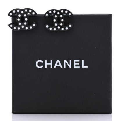 Chanel Crystal Resin CC Earrings Black 5 of 5