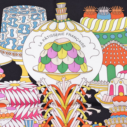 Hermes Silk La Patisserie Francaise Scarf 90 Orange Black Multicolor 6 of 7