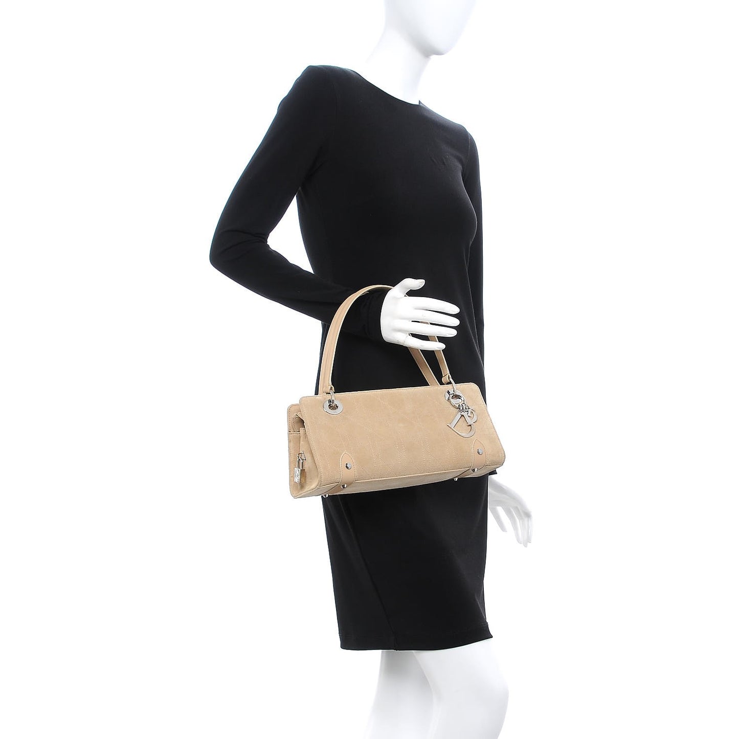 Suede Cannage Stitched East West Lady Dior Beige