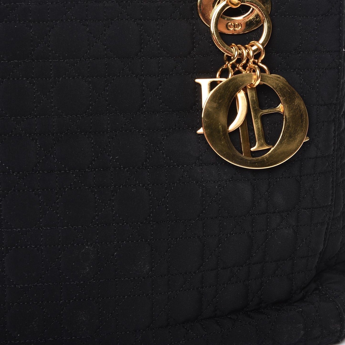 Nylon Cannage Medium Lady Dior Black