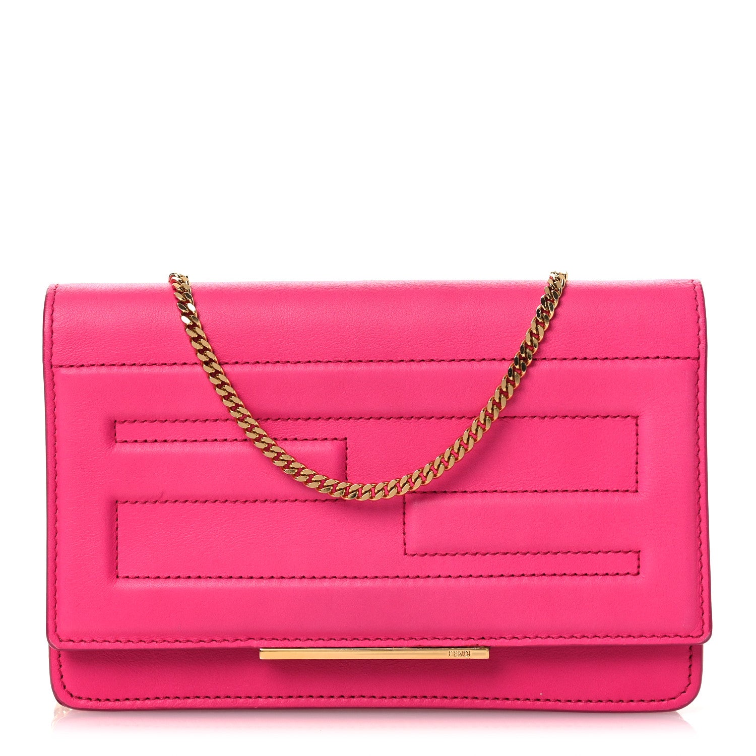 Fendi Vitello Flamingo Tube Wallet on Chain Fuchsia 1 of 13