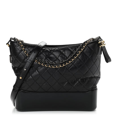 Chanel Aged Calfskin Quilted Large Gabrielle Hobo Black 1 of 12