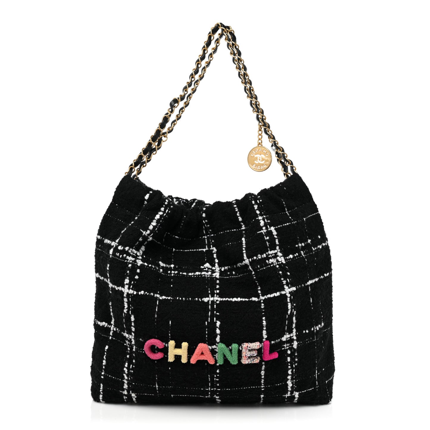 Wool Tweed Quilted Chanel 22 Black Multicolor
