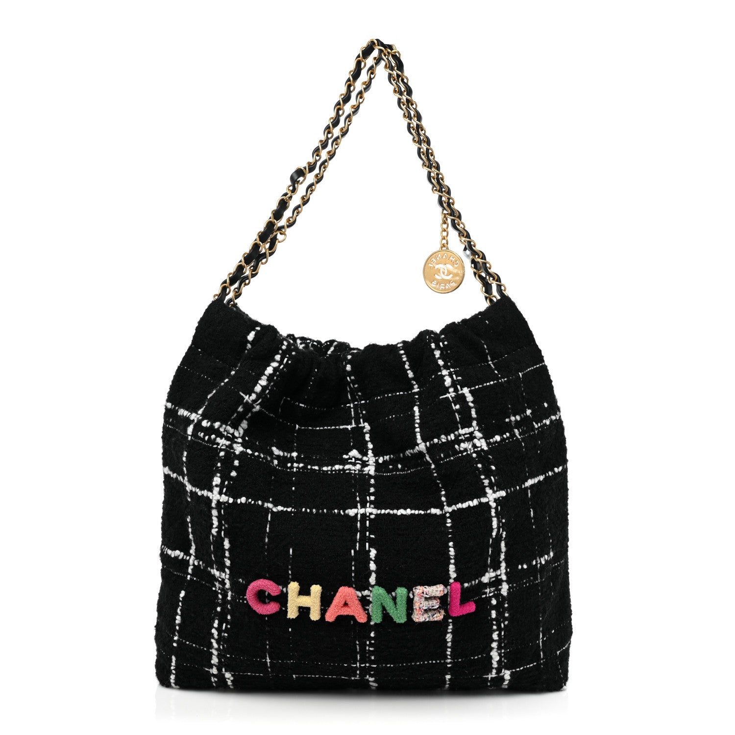 Chanel Wool Tweed Quilted Chanel 22 Black Multicolor 1 of 11