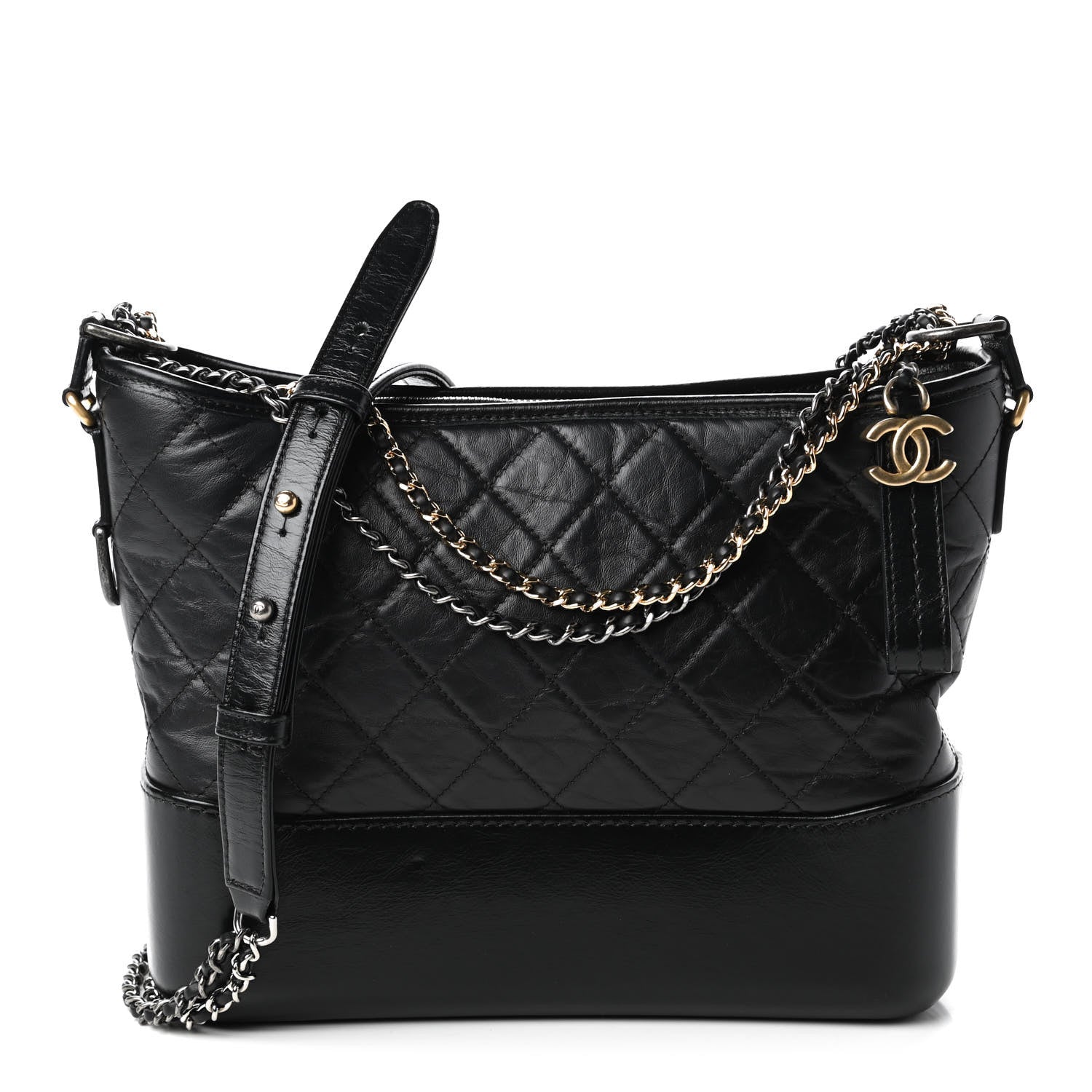 Chanel Aged Calfskin Quilted Medium Gabrielle Hobo Black 1 of 10