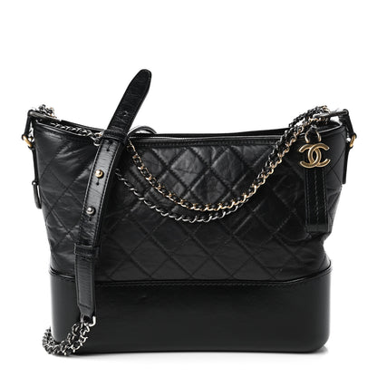 Chanel Aged Calfskin Quilted Medium Gabrielle Hobo Black 1 of 10