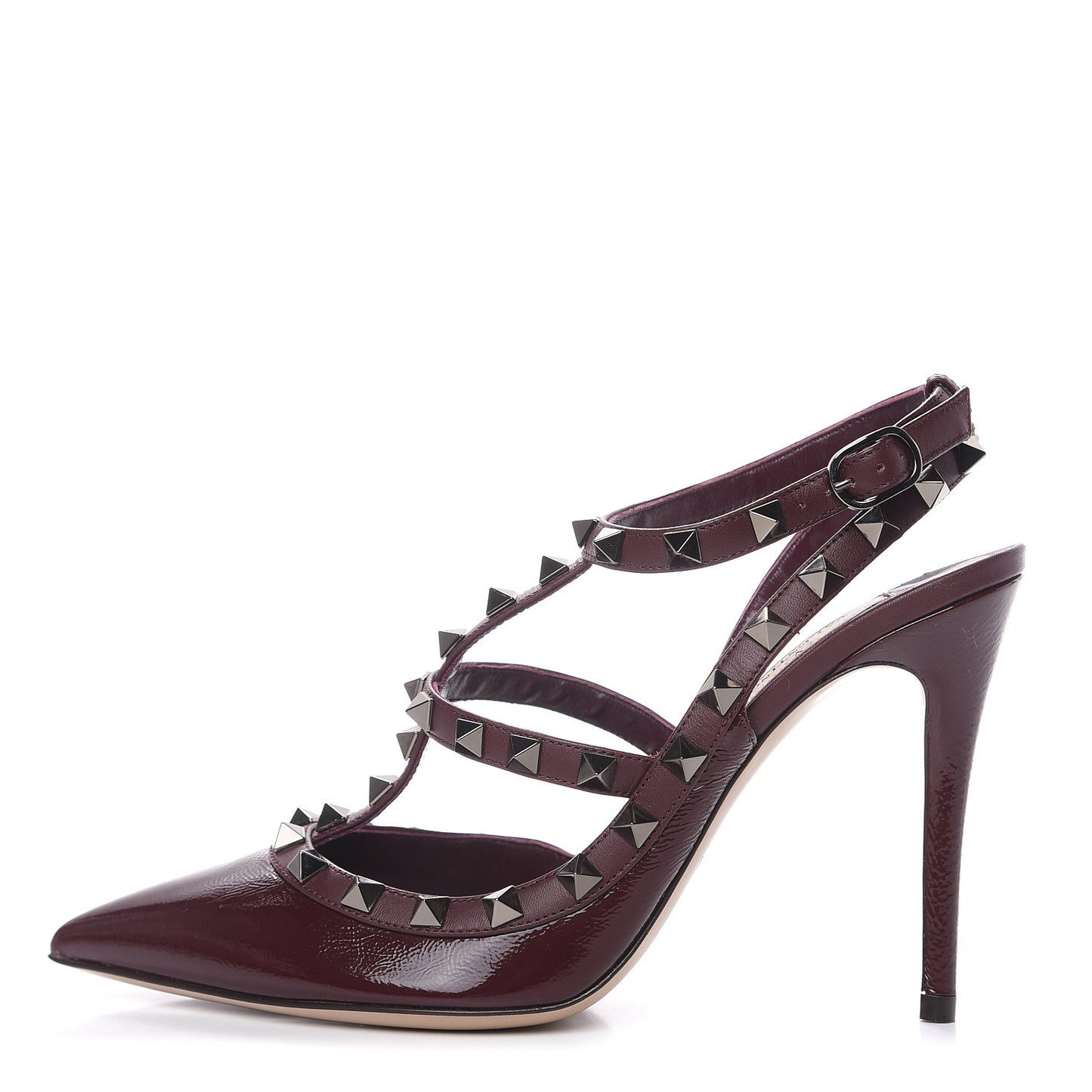 Patent Rockstud Ankle Strap 100mm Pumps 37.5 Rubin