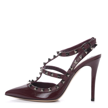 Valentino Garavani Patent Rockstud Ankle Strap 100mm Pumps 37.5 Rubin 1 of 7