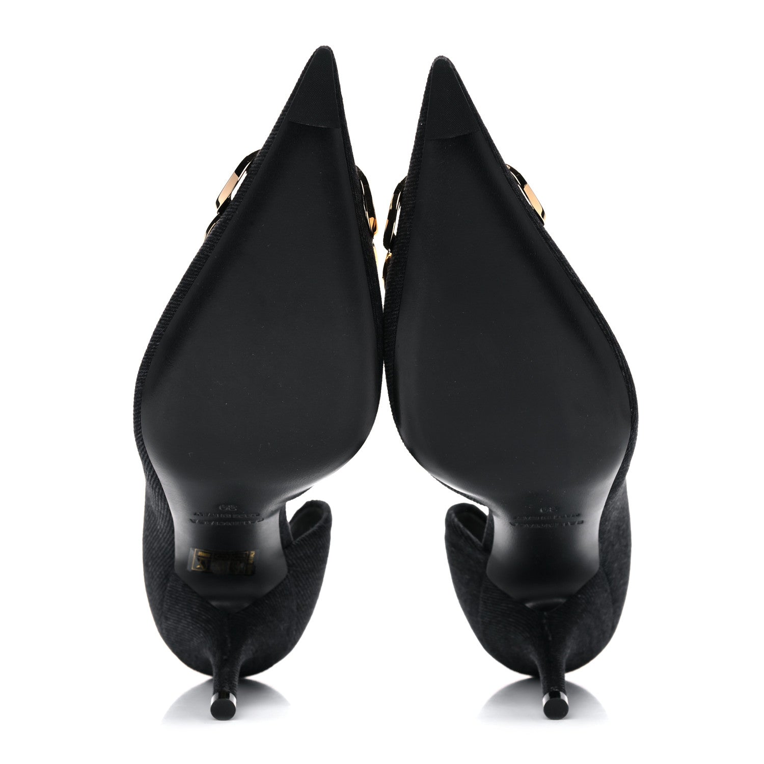 Balenciaga Denim BB D'Orsay Pointed Toe Knife 80mm Pump 39 Black 5 of 14