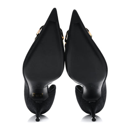 Balenciaga Denim BB D'Orsay Pointed Toe Knife 80mm Pump 39 Black 5 of 14