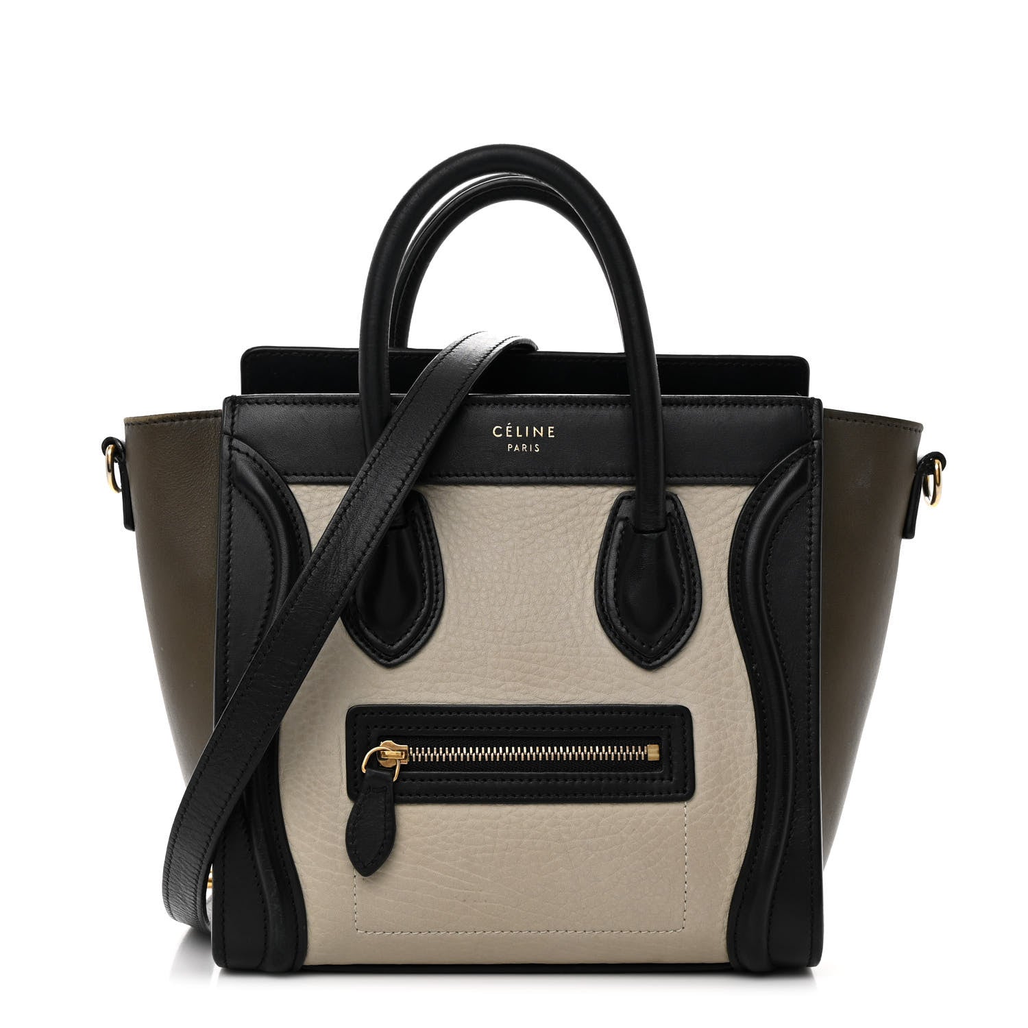Celine Smooth Drummed Calfskin Tri-Color Nano Luggage Olive 1 of 13