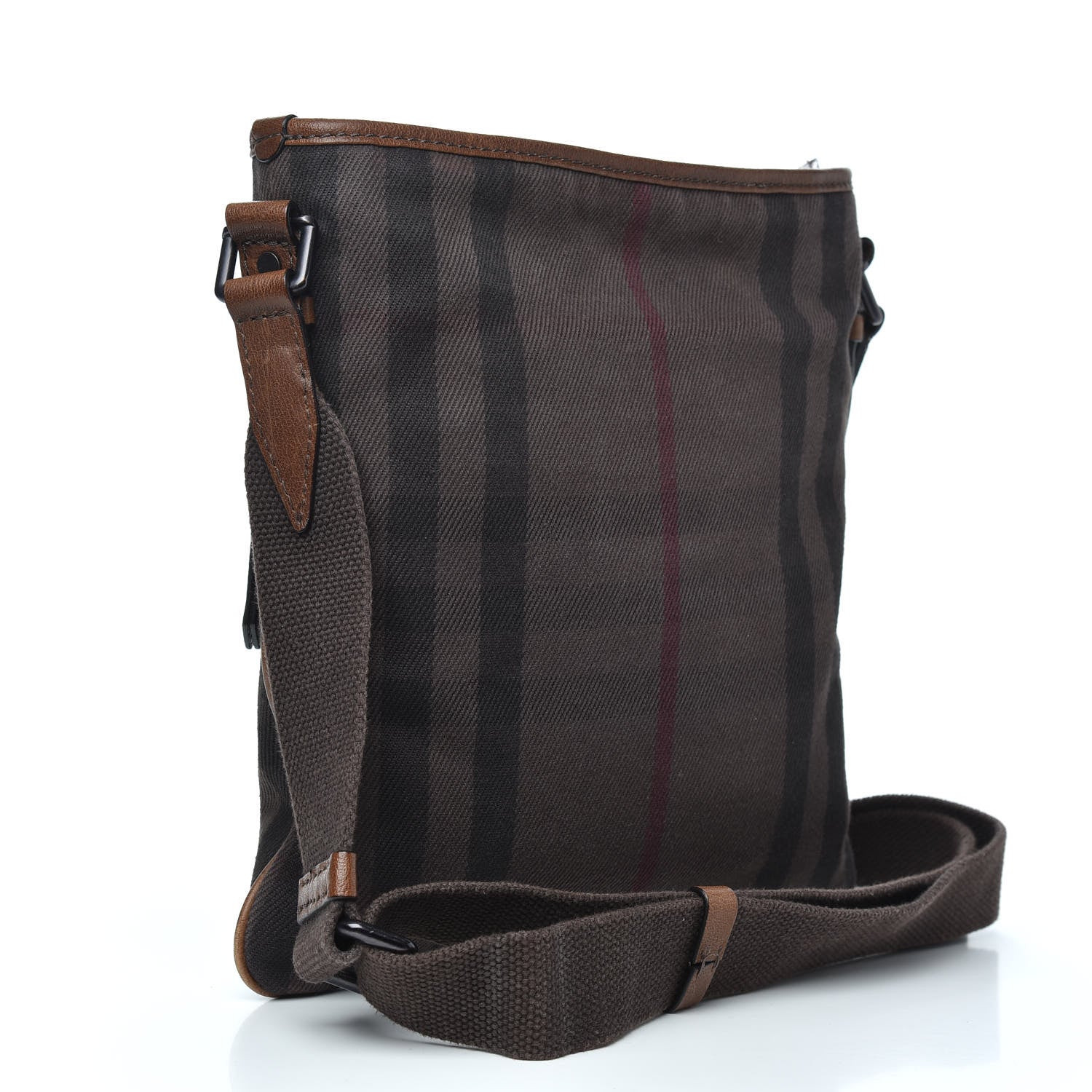 Burberry Overdyed Canvas House Check Flat Crossbody Messenger Bag Dark Brown 3 of 11