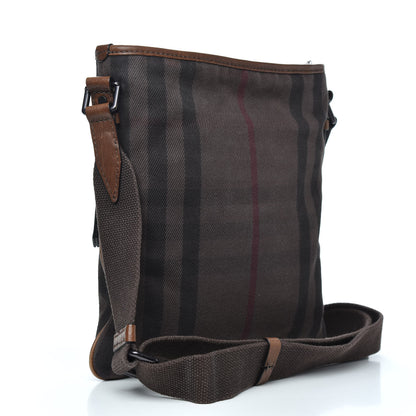 Burberry Overdyed Canvas House Check Flat Crossbody Messenger Bag Dark Brown 3 of 11