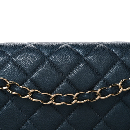 Chanel Metallic Caviar Quilted Jumbo Double Flap Blue 8 of 10