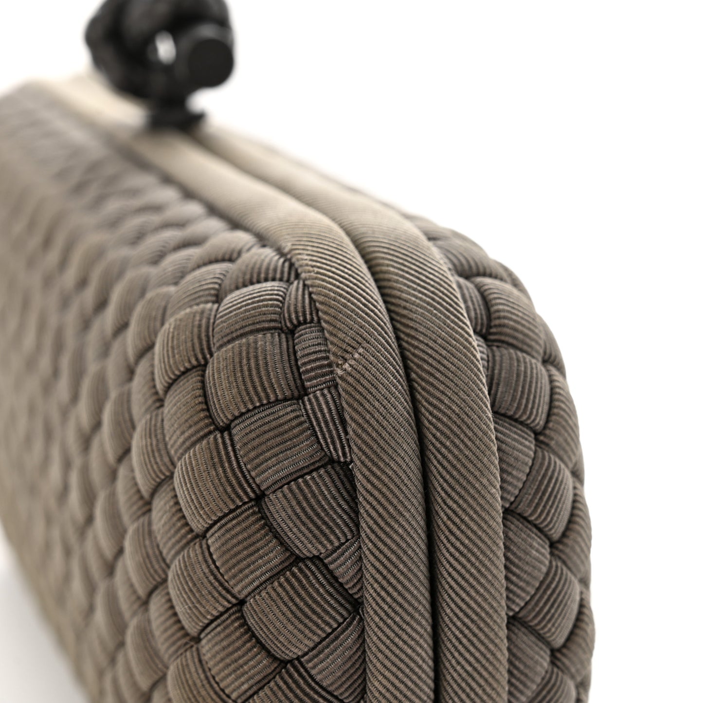 Satin Intreccio Impero Stretch Knot Clutch Taupe