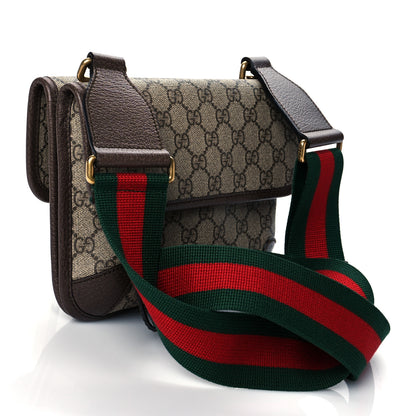 Gucci GG Supreme Monogram Web Small Neo Vintage Double Flap Messenger Bag Beige New Acero 3 of 11