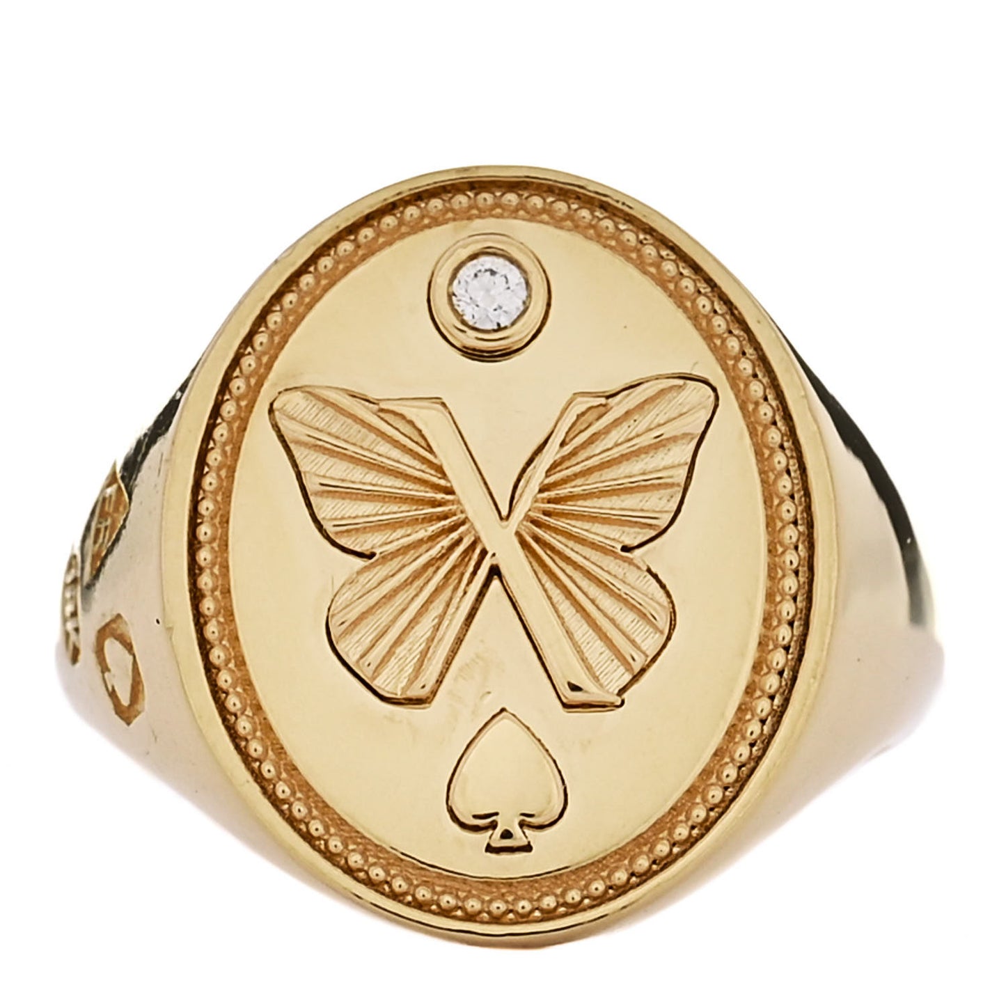 18K Yellow Gold Diamond Reverie Signet Ring 46 3.75
