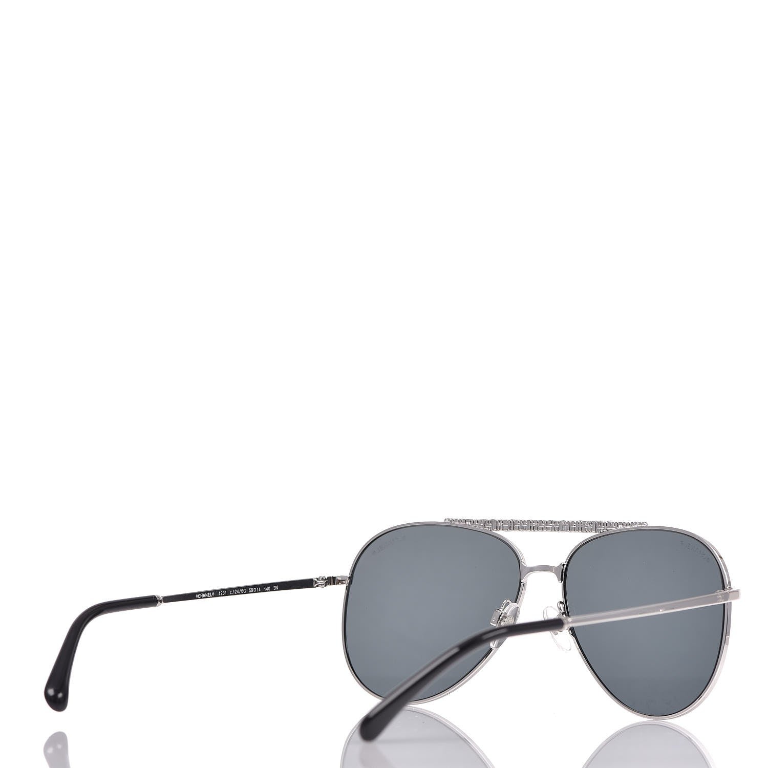 Chanel Aviator Metallic Pilot Sunglasses 4231 Silver 4 of 8