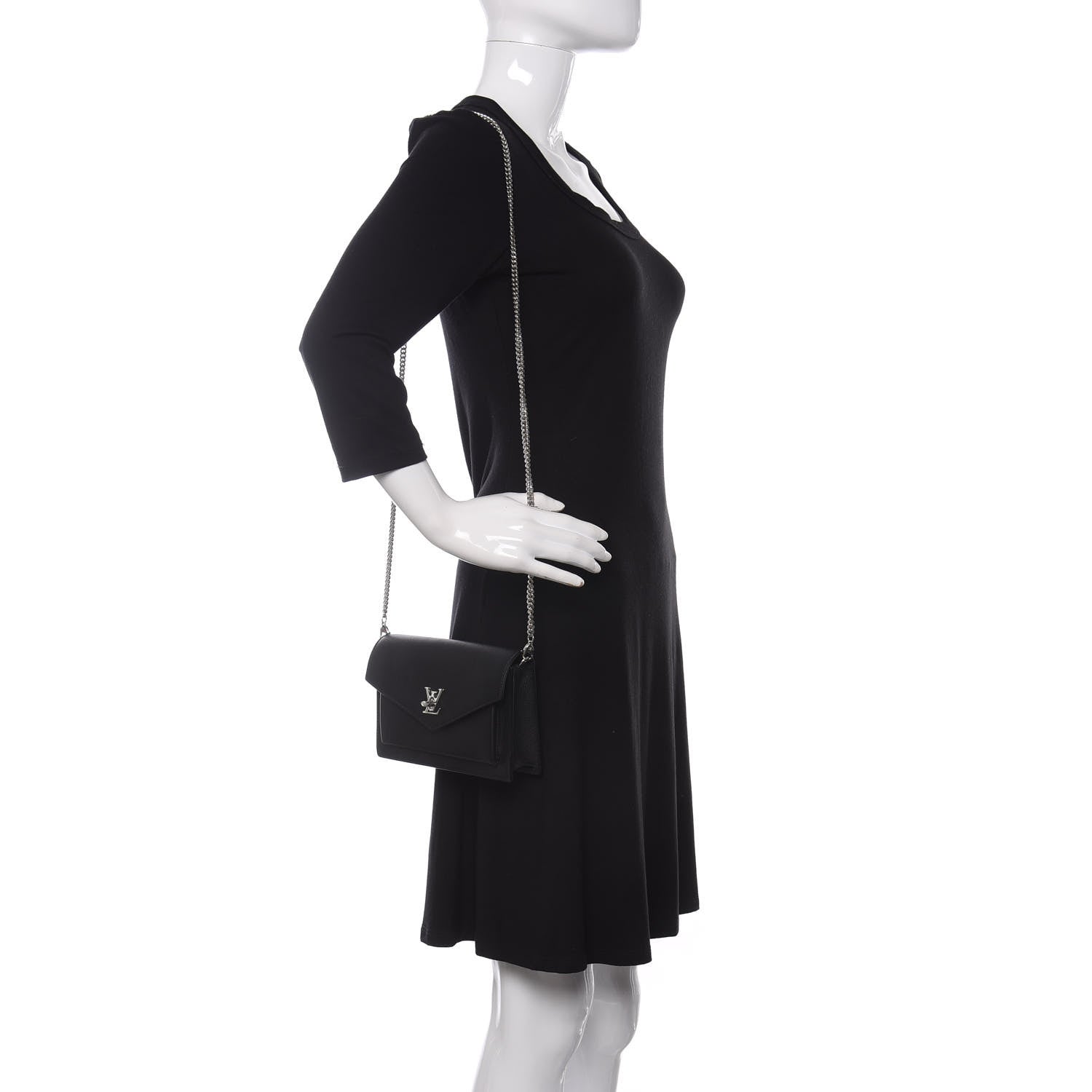 Louis Vuitton Soft Calfskin My Lockme Chain Pochette Black 2 of 8