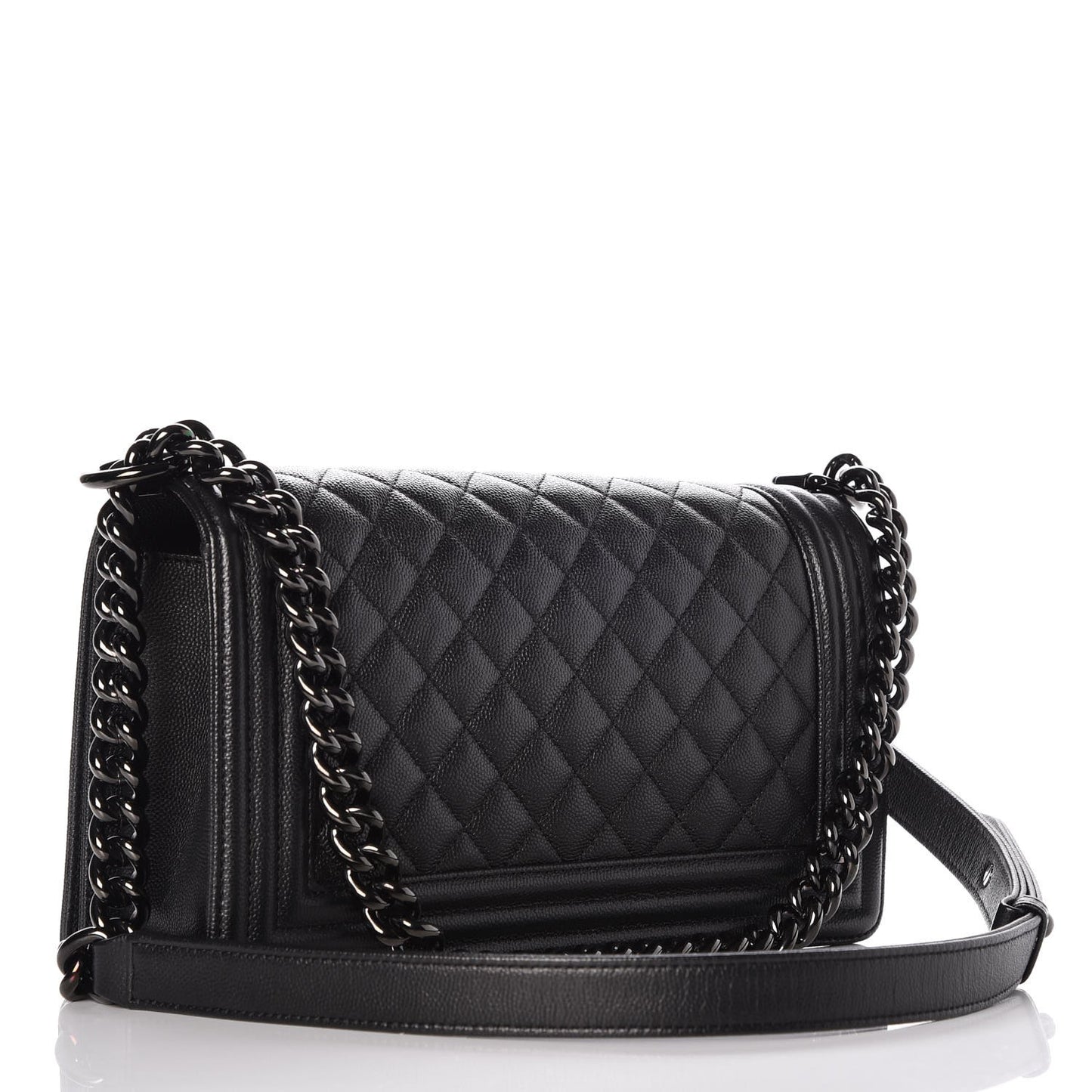 Caviar Quilted Medium Boy Flap So Black