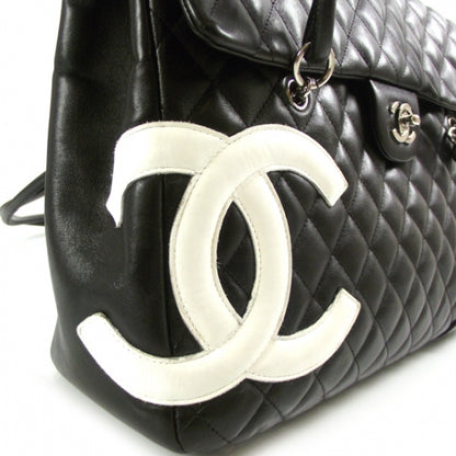 Chanel Calfskin Quilted Large Cambon Flap Black White 7 of 13