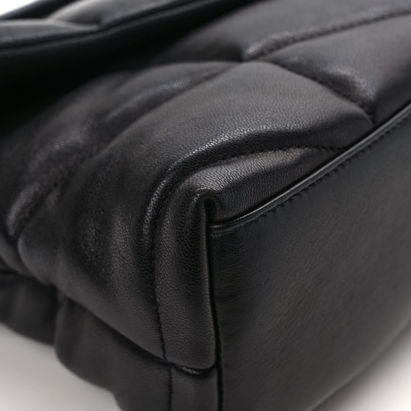 Lambskin Quilted Monogram Monochrome Small Loulou Puffer Chain Satchel Black