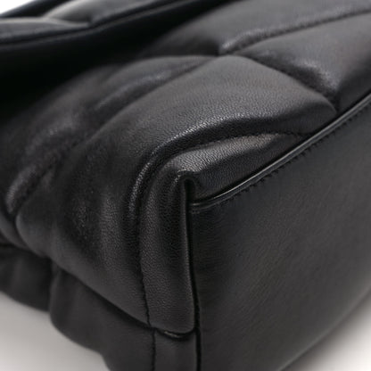 Saint Laurent Lambskin Quilted Monogram Monochrome Small Loulou Puffer Chain Satchel Black 9 of 10