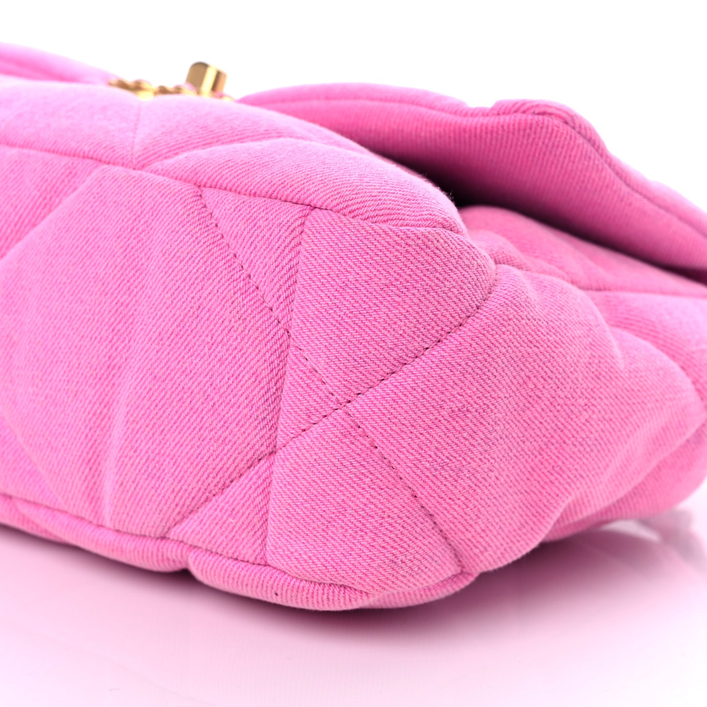 Denim Quilted Medium Chanel 19 Flap Neon Pink