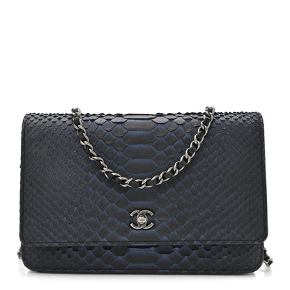 Chanel Snakeskin Wallet On Chain WOC Navy 1 of 11